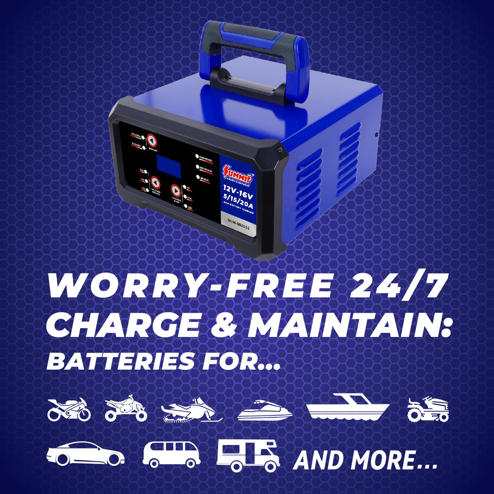Summit Racing SUM-902032 Summit Racing™ 12V-16V AGM Battery Chargers - Zander Auto Parts