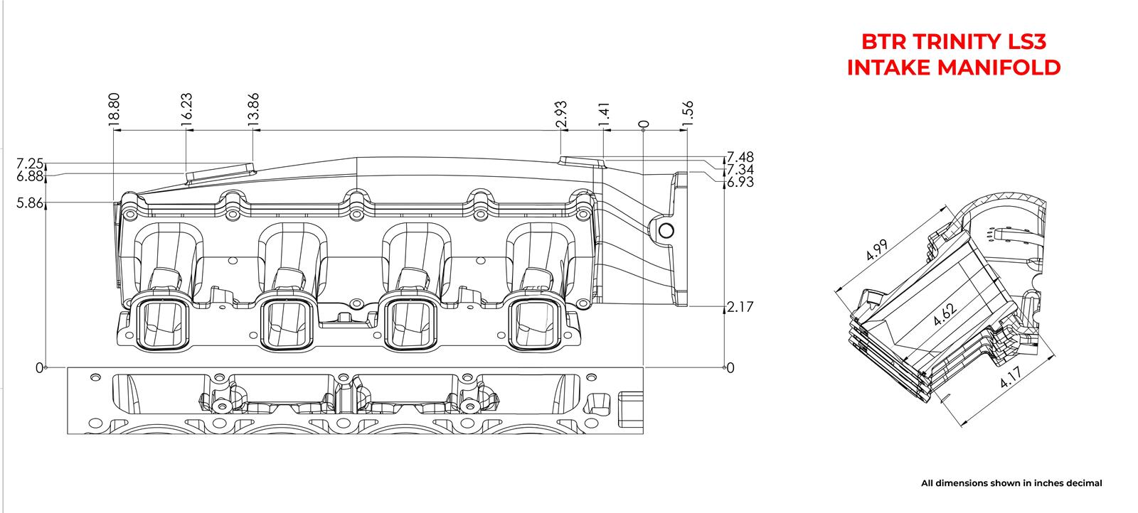 Brian Tooley Racing TRA-3-P105-V2 BTR Trinity Series Intake Manifolds - Zander Auto Parts