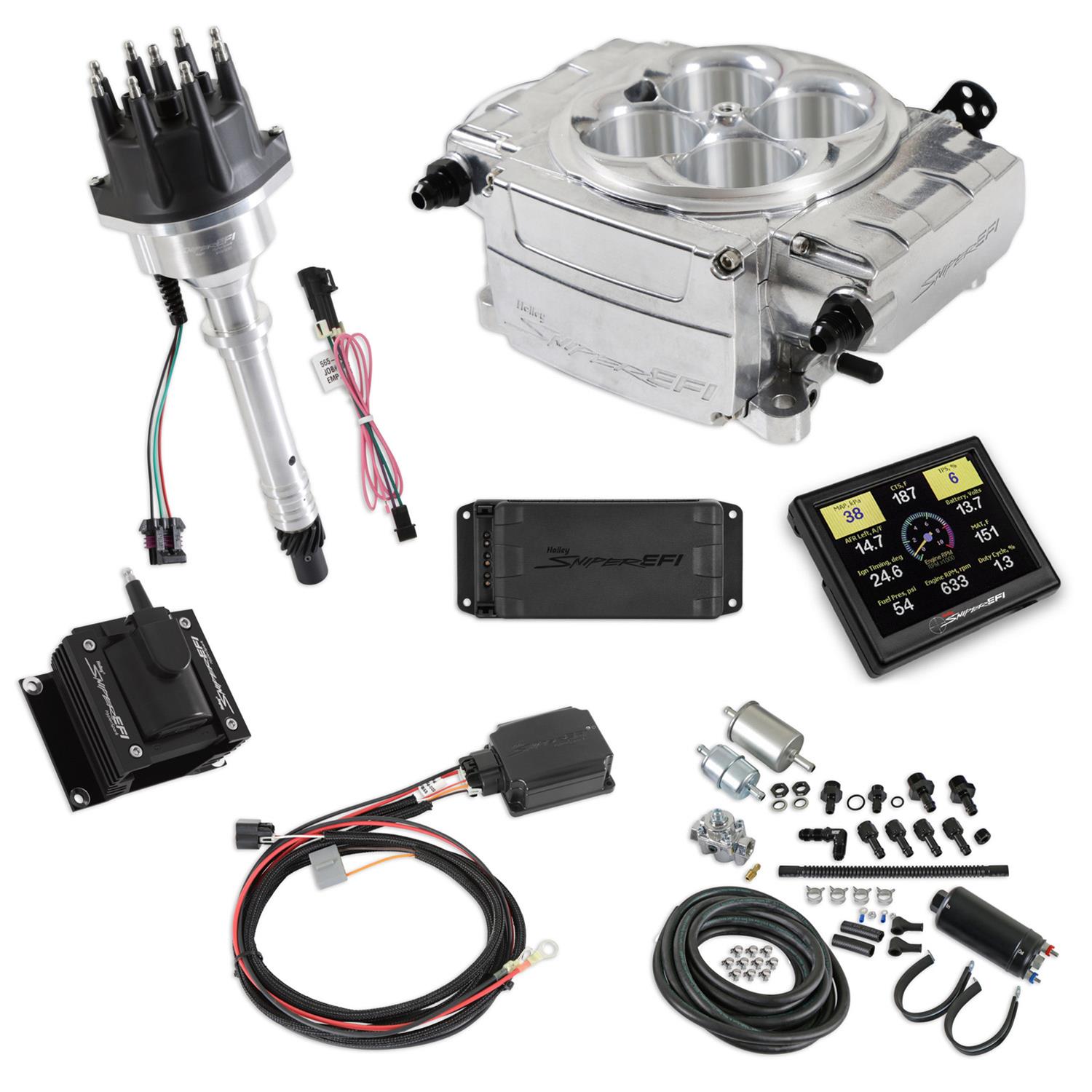 Holley Sniper 550-510-3PK-SBC Holley Sniper 2 EFI 650 HP Inline Pump Fuel Injection Systems with Power Distribution Module - Zander Auto Parts