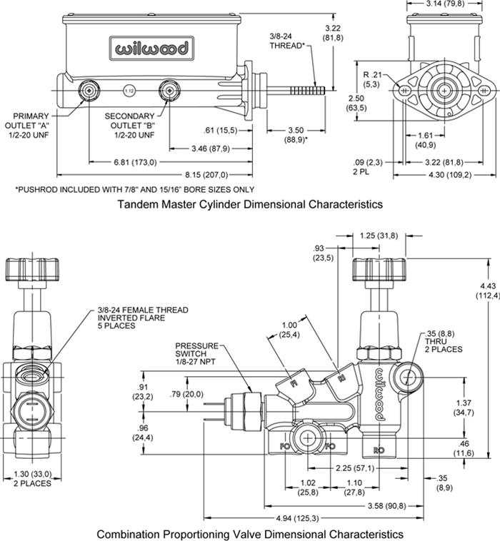Wilwood Disc Brakes 261-13270 Wilwood Aluminum Tandem Master Cylinders - Zander Auto Parts