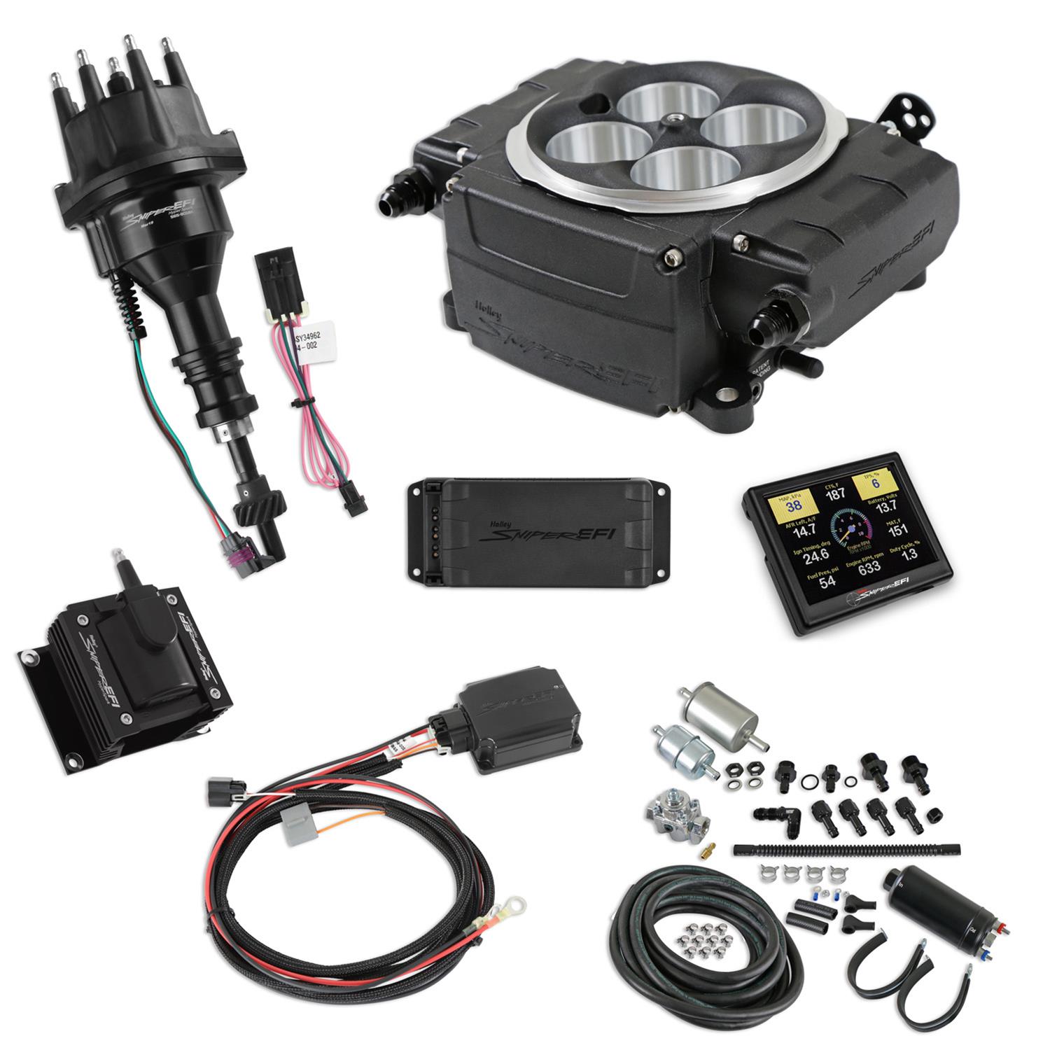 Holley Sniper 550-511-3PK-SBF Holley Sniper 2 EFI 650 HP Inline Pump Fuel Injection Systems with Power Distribution Module - Zander Auto Parts