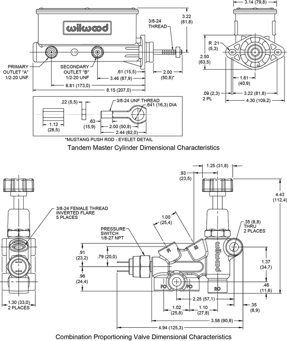 Wilwood Disc Brakes 261-14158-BK Wilwood Aluminum Master Cylinders - Zander Auto Parts