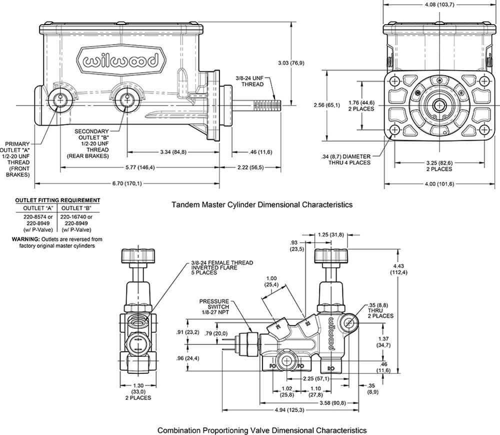 Wilwood Disc Brakes 261-16797-BK Wilwood Aluminum Master Cylinders - Zander Auto Parts