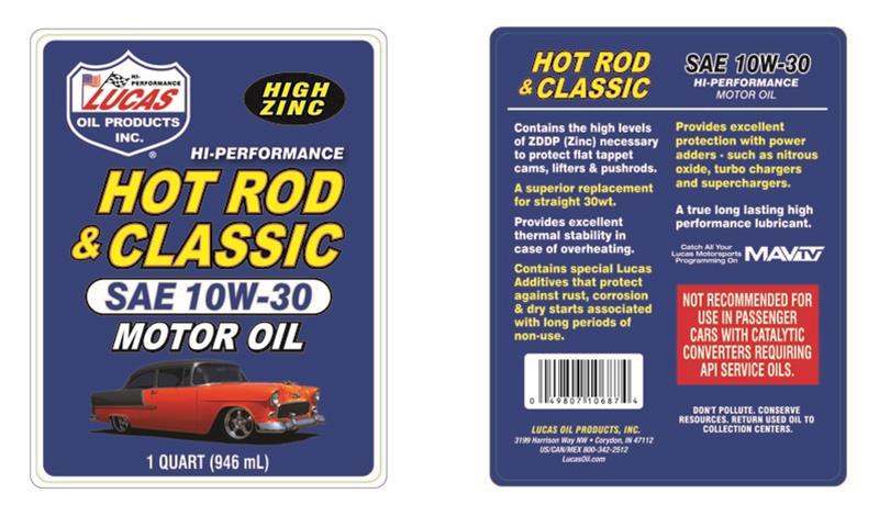 Lucas Oil 10687-1 Lucas Hot Rod and Classic Car Motor Oil - Zander Auto Parts