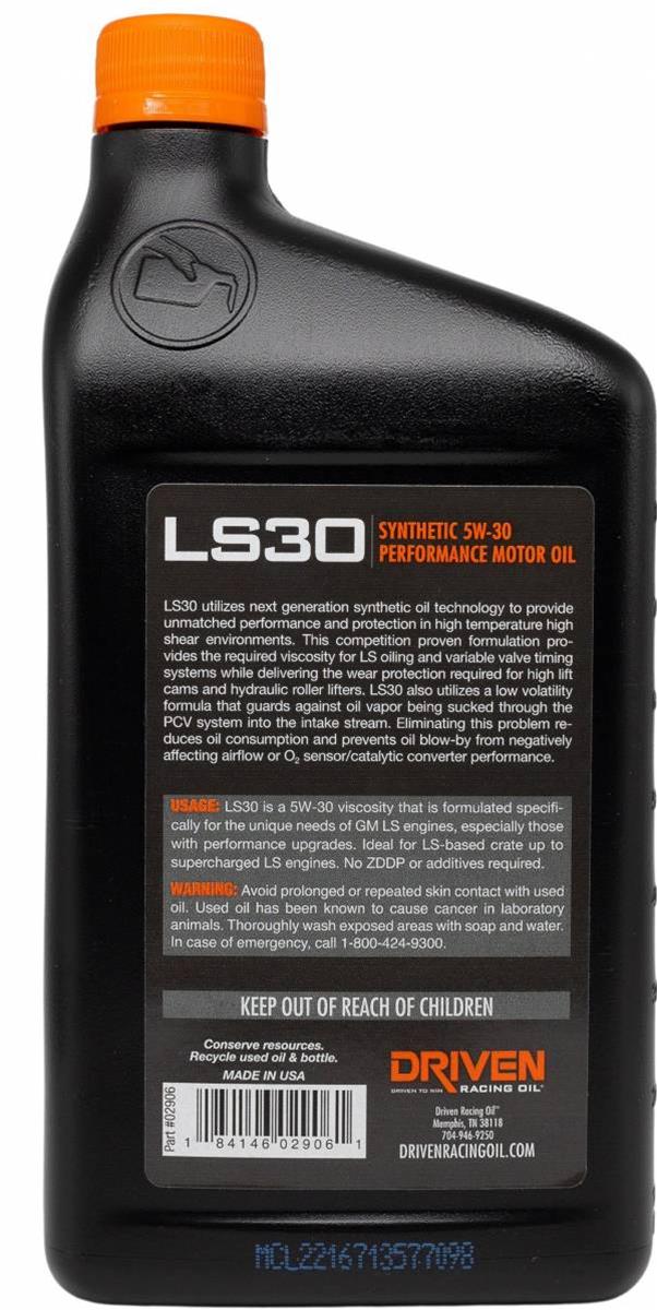 Driven Racing Oil 02906 Driven Racing Oil LS30 High Performance Motor Oil - Zander Auto Parts