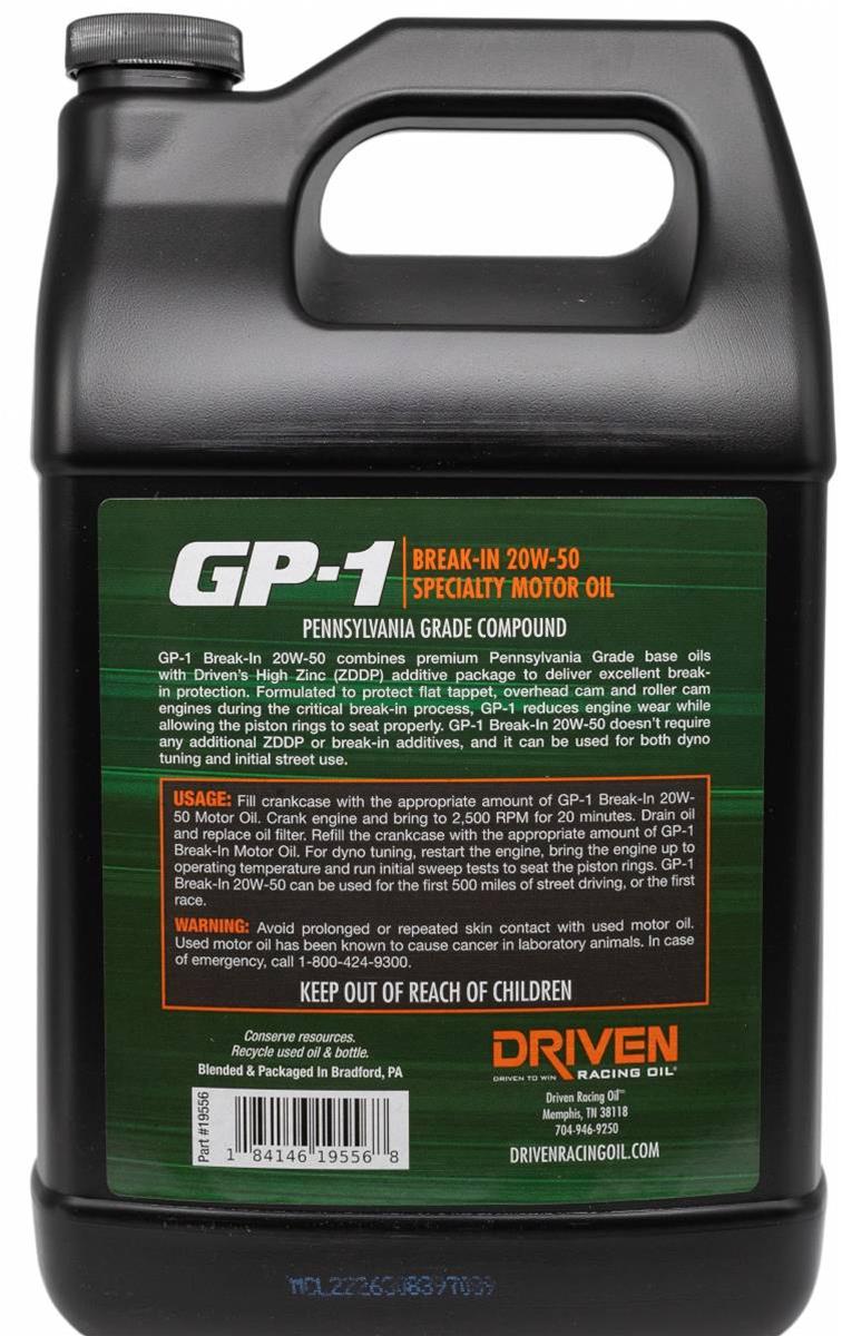 Driven Racing Oil 19556 Driven Racing Oil GP-1 High Performance Break-In Motor Oil - Zander Auto Parts