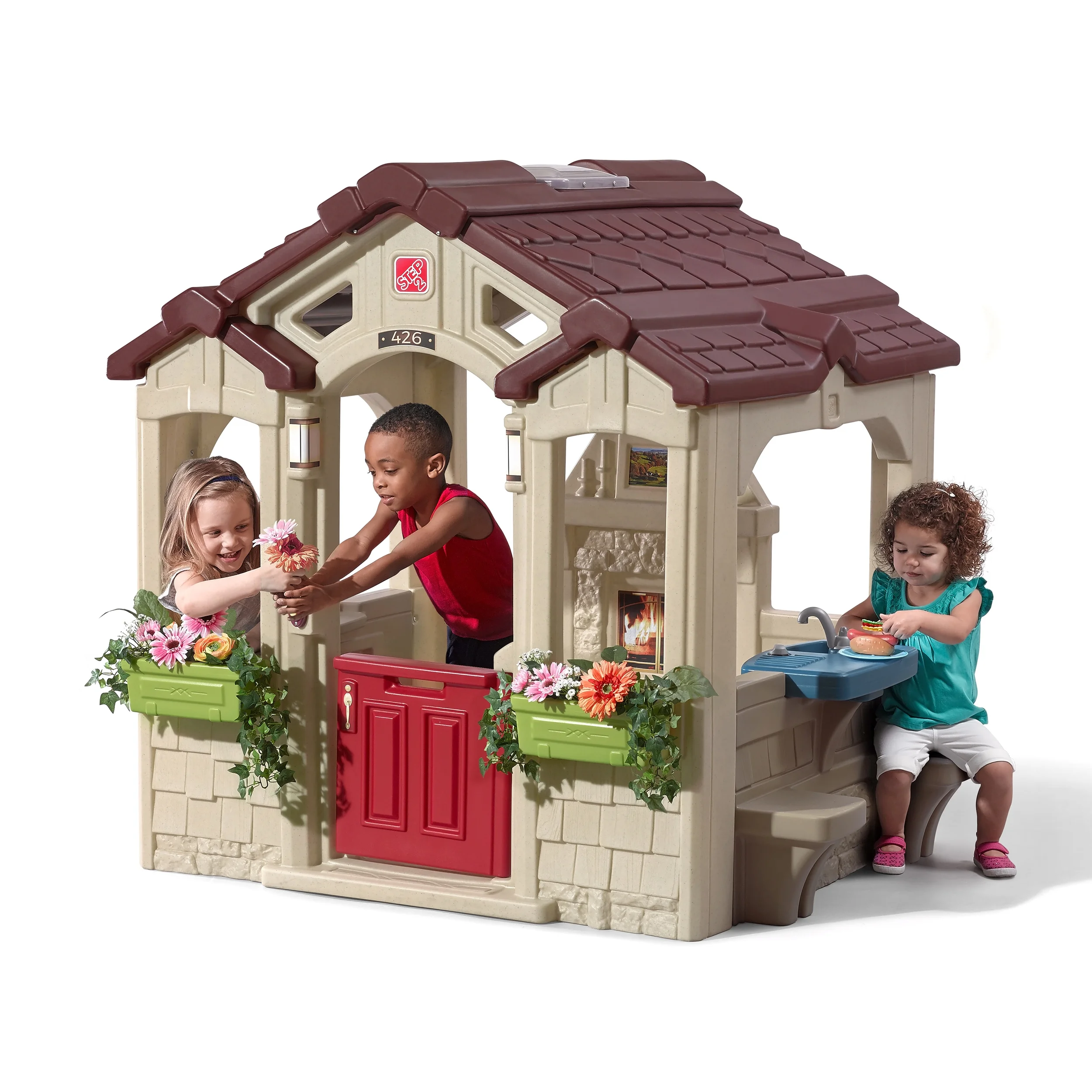Step2 Charming Cottage Brown Toddler Plastic Playhouse for Kids Outdoor Toys - Zander Auto Parts