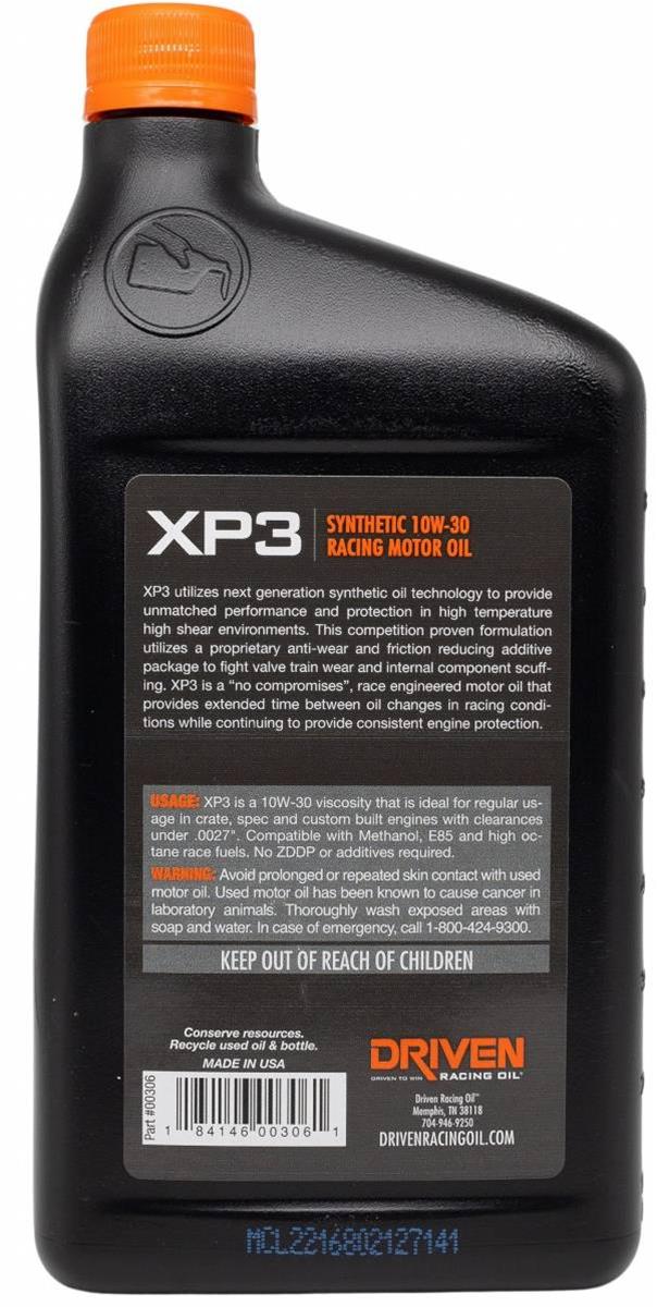 Driven Racing Oil 00306 Driven Racing Oil XP3 Synthetic Racing Motor Oil - Zander Auto Parts
