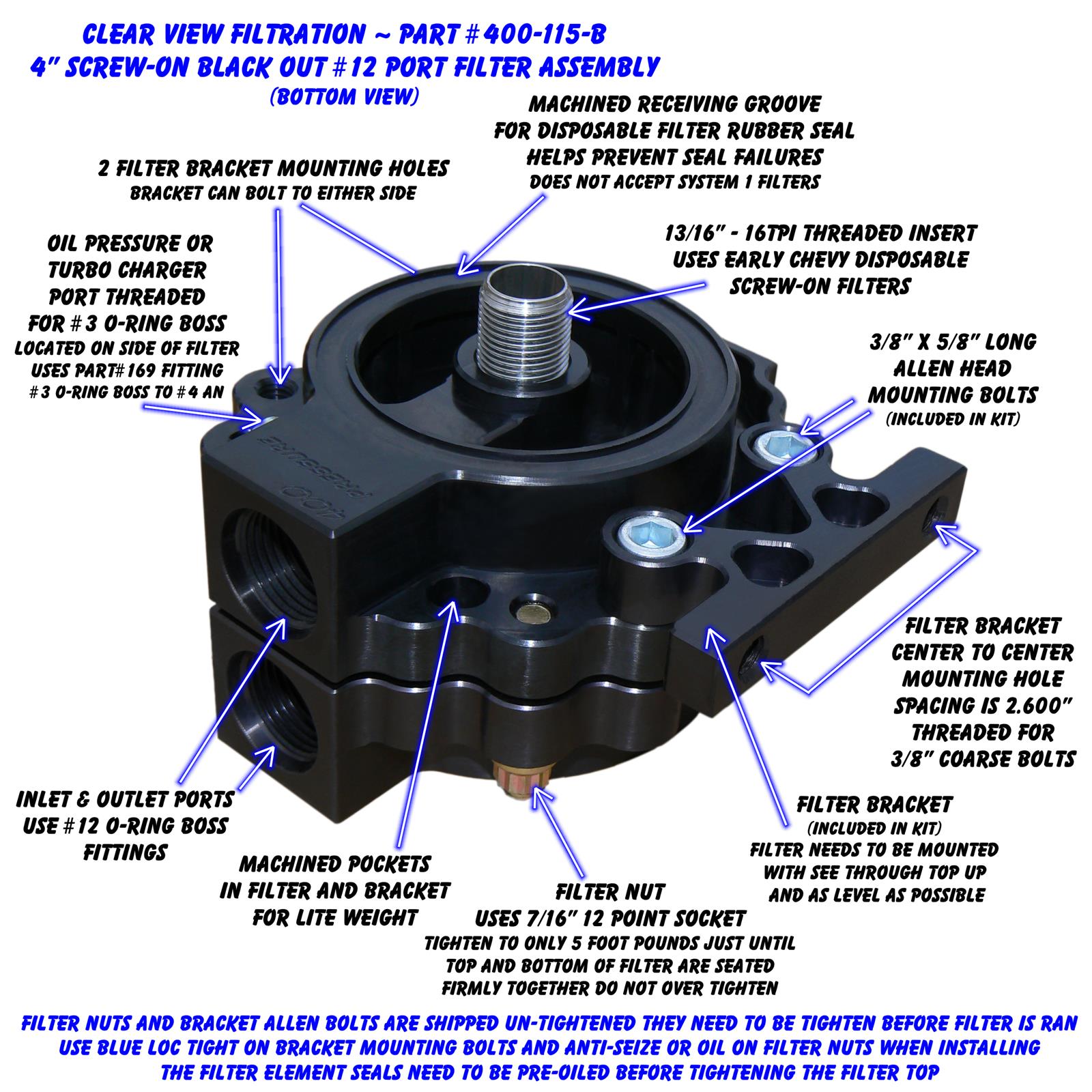 Clear View Filtration 400-115-B Clear View Filtration Screw-On See Through Oil Filters - Zander Auto Parts
