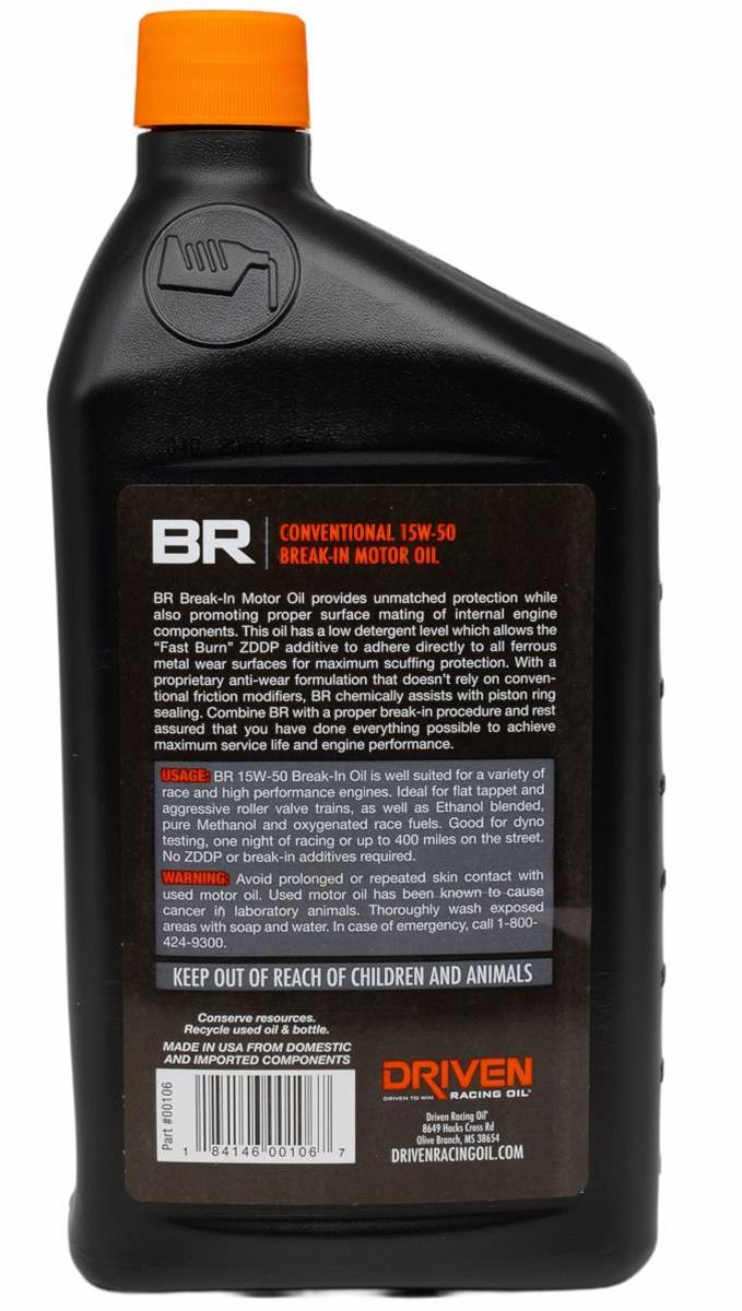 Driven Racing Oil 00106 Driven Racing Oil BR50 Break-In Motor Oil - Zander Auto Parts