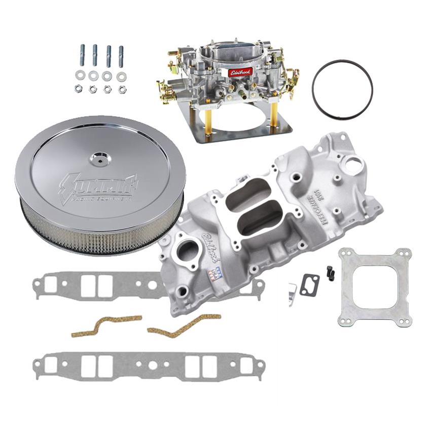 Summit Racing 03-0124 Summit Racing™ Intake Manifold, Carburetor, and Air Cleaner Pro Packs - Zander Auto Parts