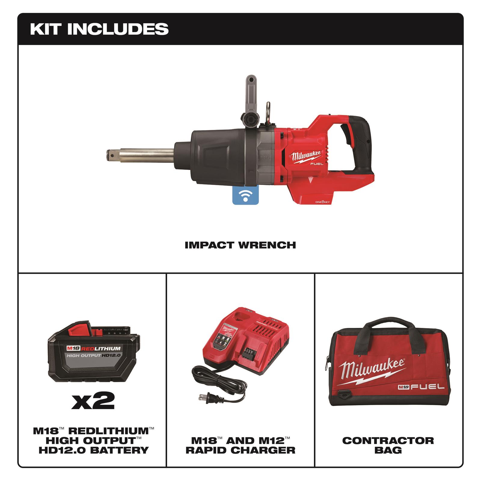 Milwaukee Tool 2869-22HD Milwaukee M18 FUEL 1 in. D-Handle Extension Anvil High-Torque ONE-KEY Impact Wrenches - Zander Auto Parts