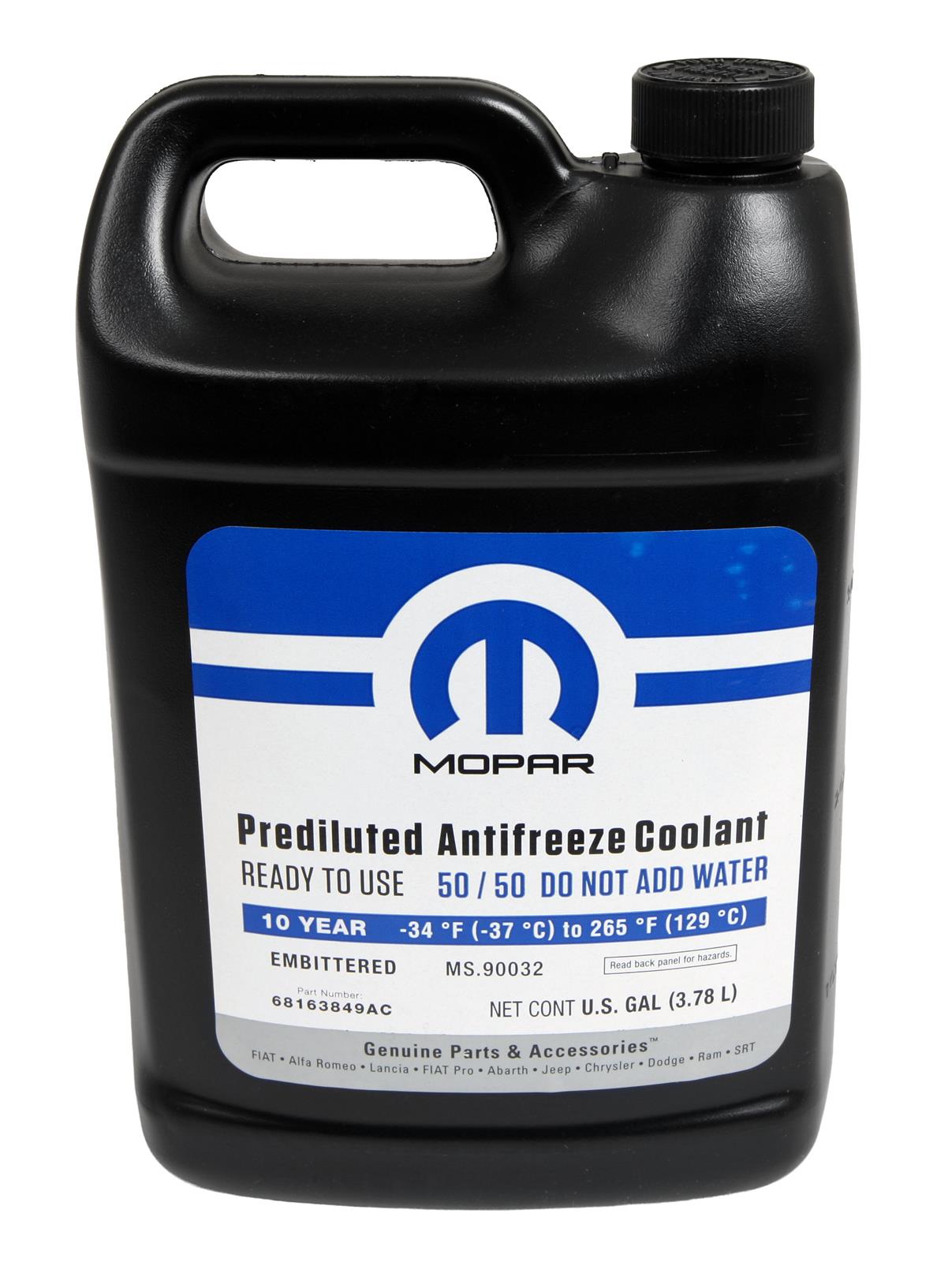 Mopar Replacement 68163849AC Mopar Replacement OAT 50/50 Premix Antifreeze Coolant - Zander Auto Parts