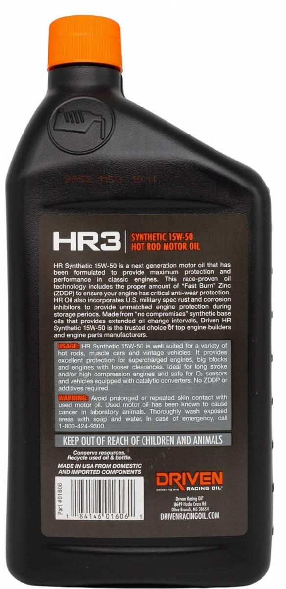 Driven Racing Oil 01606 Driven Racing Oil HR3 Synthetic High Performance Motor Oil - Zander Auto Parts