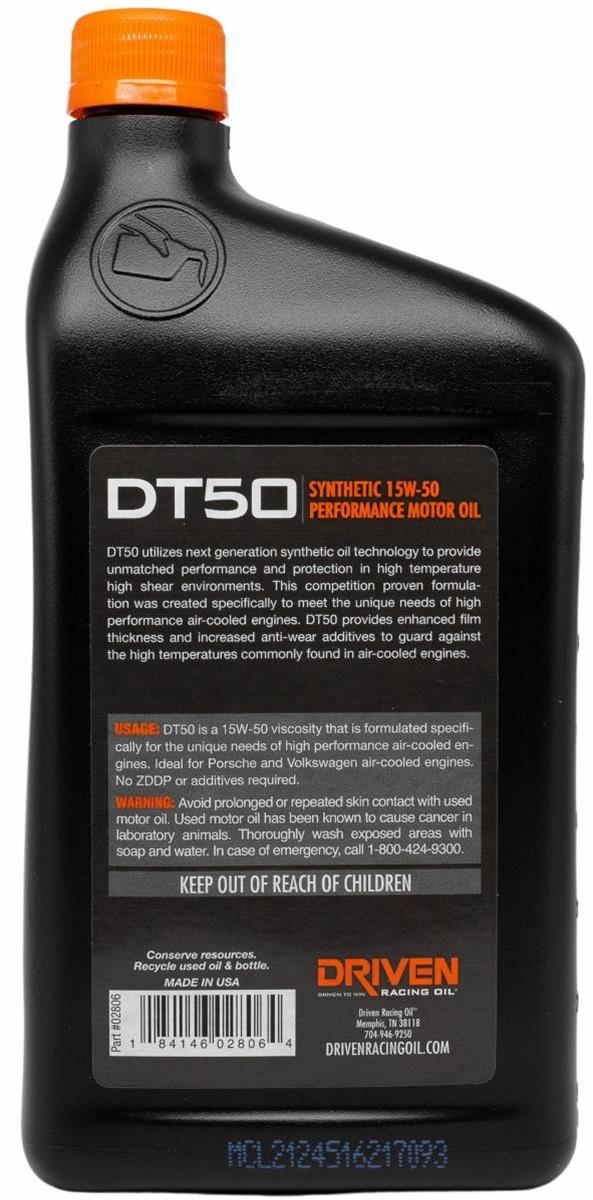 Driven Racing Oil 02806 Driven Racing Oil DT50 Synthetic Air-Cooled High Performance Motor Oil - Zander Auto Parts