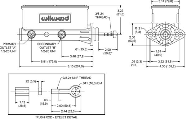 Wilwood Disc Brakes 260-12900-BK Wilwood Aluminum Tandem Master Cylinders - Zander Auto Parts