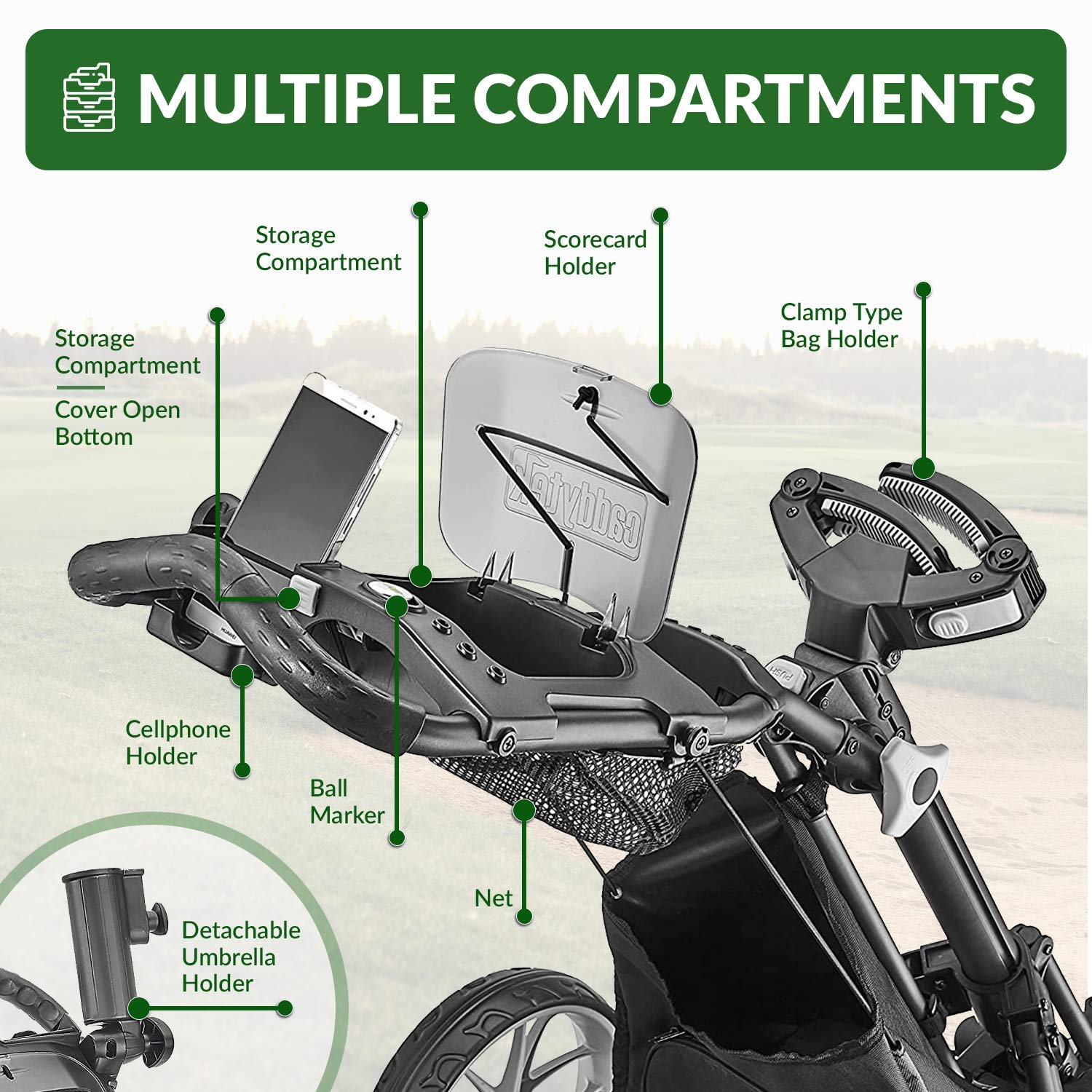 CaddyTek Wheel Golf Push Cart - Zander Auto Parts