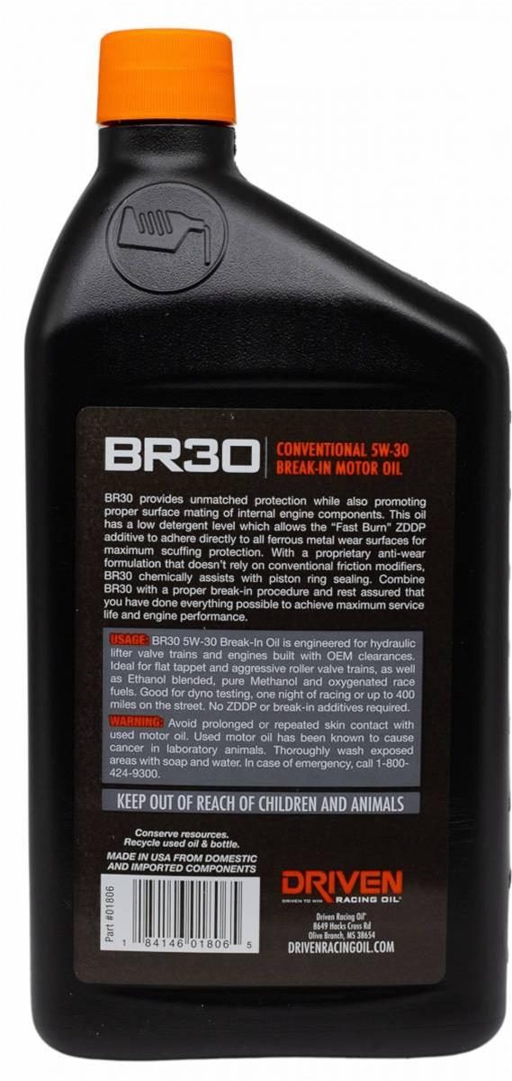 Driven Racing Oil 01806 Driven Racing Oil BR30 Break-In Motor Oil - Zander Auto Parts