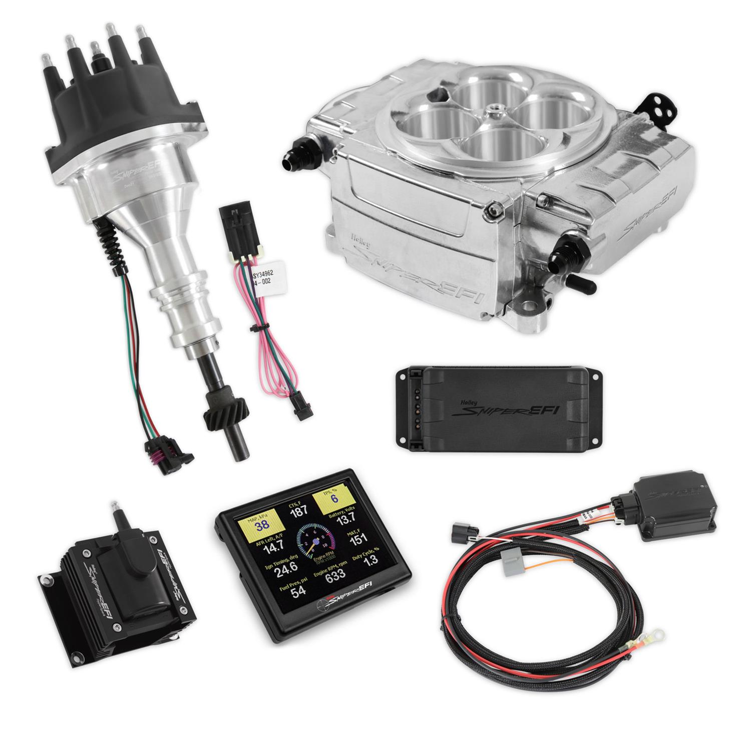 Holley Sniper 550-510-3PX-SBF Holley Sniper 2 EFI 650 HP Base Fuel Injection Systems with Power Distribution Module - Zander Auto Parts