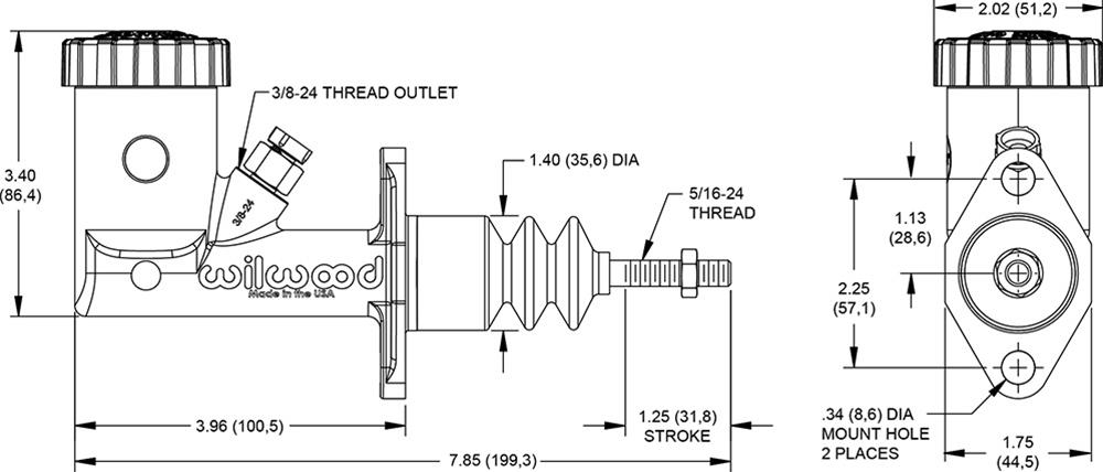 Wilwood Disc Brakes 260-15097 Wilwood GS Compact Master Cylinders - Zander Auto Parts