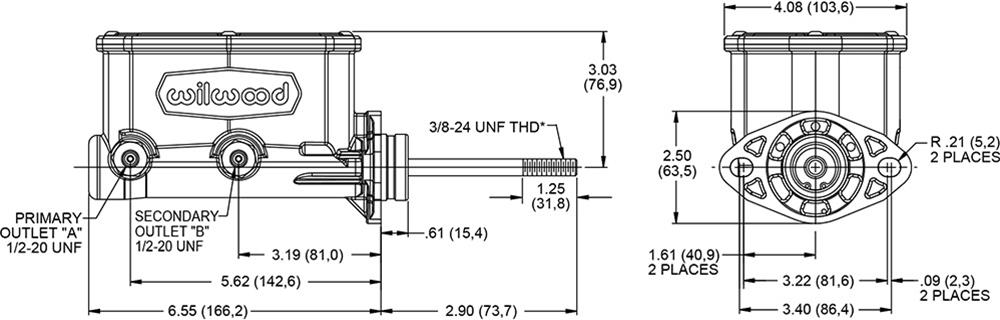 Wilwood Disc Brakes 260-16521-BK Wilwood Aluminum Tandem Compact Master Cylinders - Zander Auto Parts