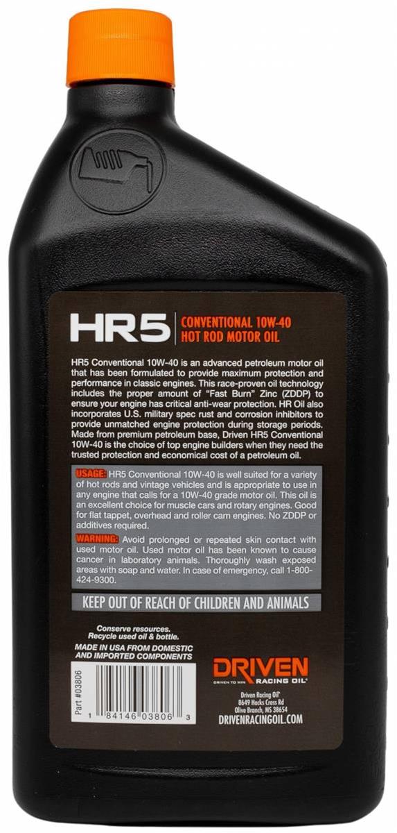Driven Racing Oil 03806 Driven Racing Oil HR5 Hot Rod Motor Oil - Zander Auto Parts