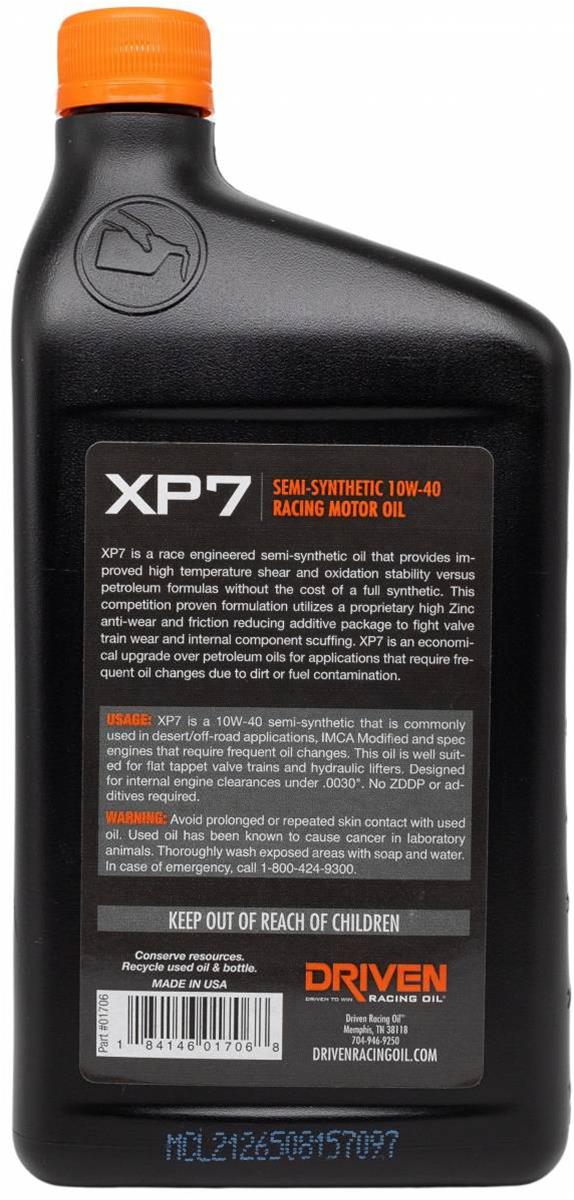 Driven Racing Oil 01706 Driven Racing Oil XP7 Semi-Synthetic Racing Motor Oil - Zander Auto Parts
