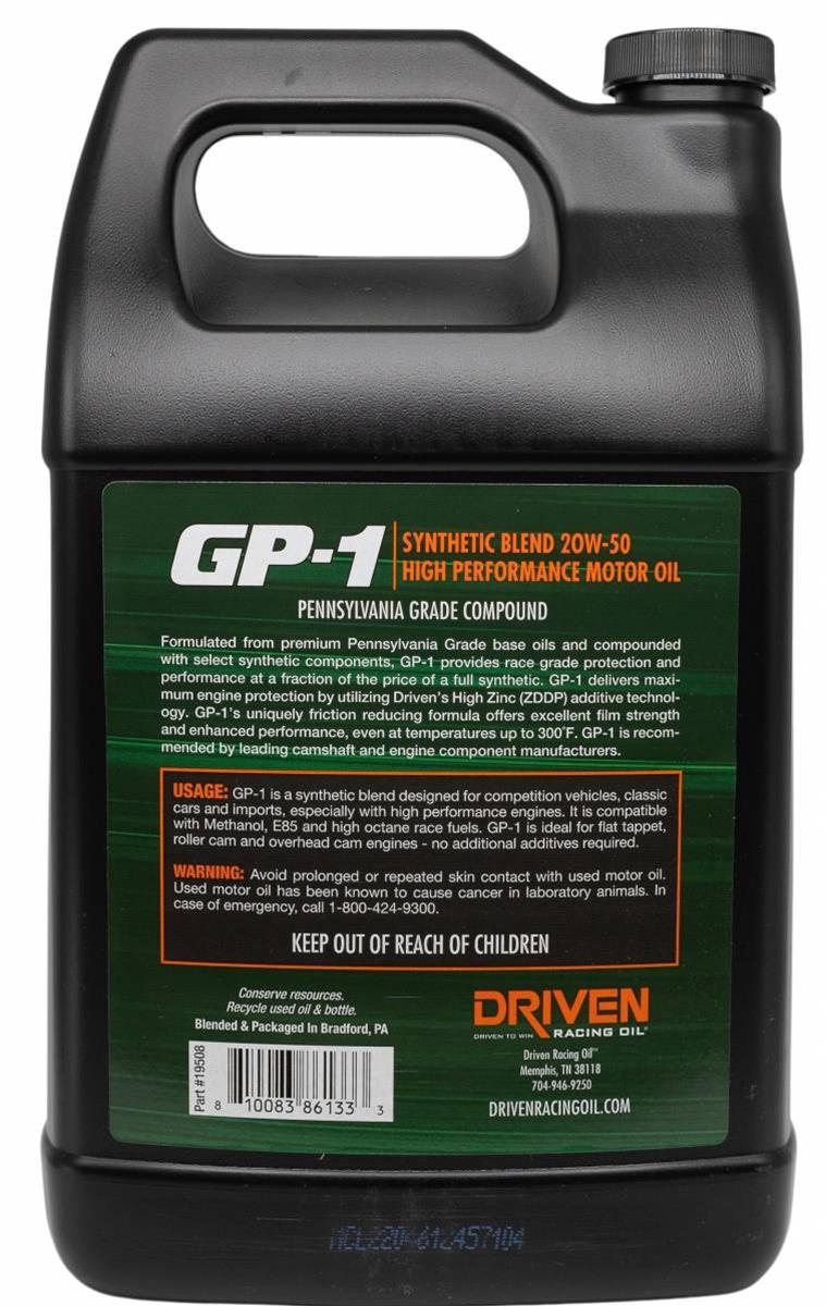 Driven Racing Oil 19508 Driven Racing Oil GP-1 Synthetic Blend High Performance Motor Oil - Zander Auto Parts