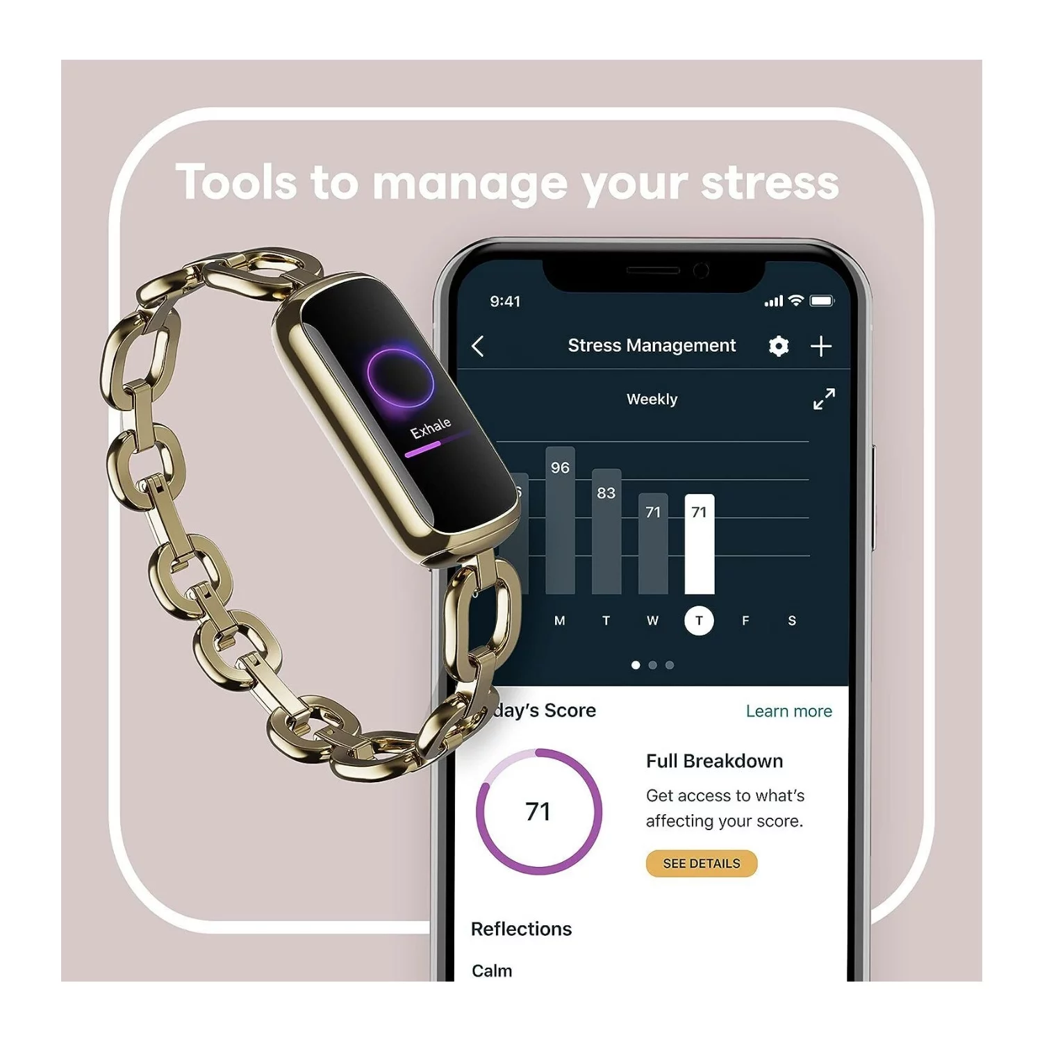 Fitbit Luxe - Gorjana Special Edition - soft gold stainless steel - activity tracker with Parker link bracelet - stainless steel - gold - Bluetooth - Zander Auto Parts