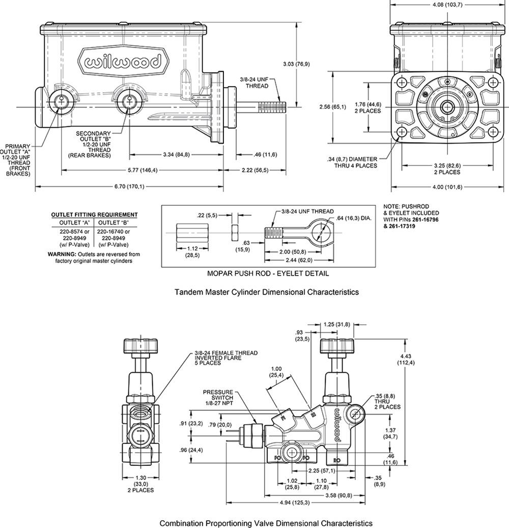 Wilwood Disc Brakes 261-16796-BK Wilwood Aluminum Master Cylinders - Zander Auto Parts