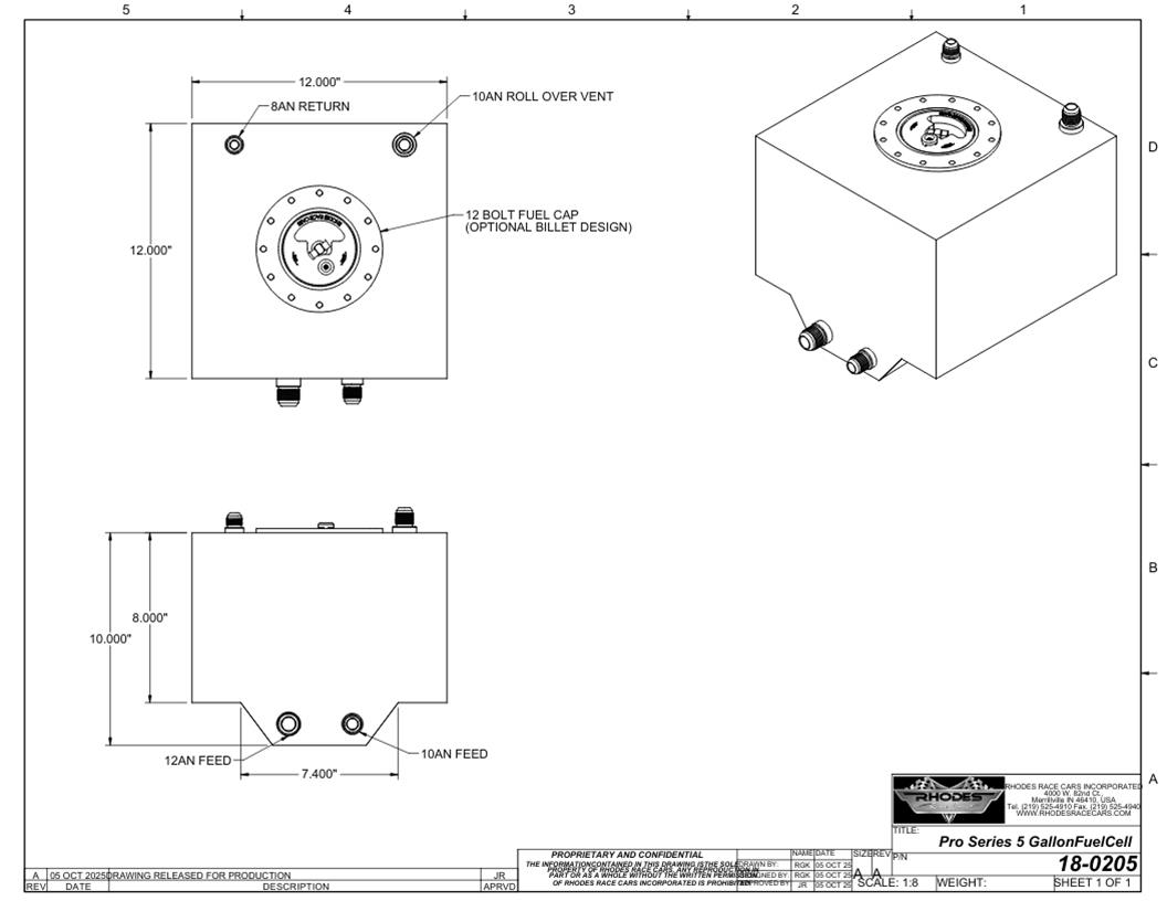 Rhodes Race Cars 18-0205 Rhodes Race Cars Pro Series Fuel Cells - Zander Auto Parts