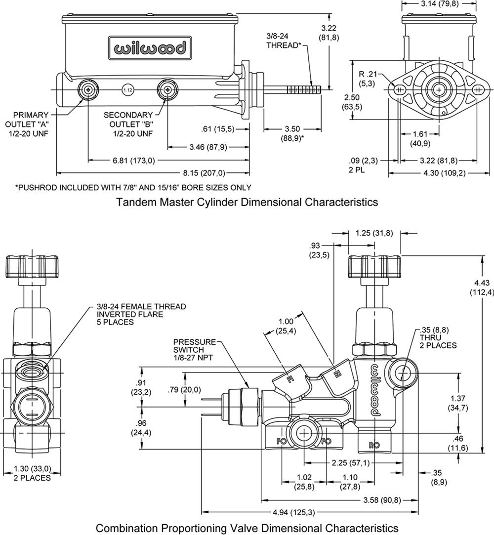 Wilwood Disc Brakes 261-13270-P Wilwood Aluminum Tandem Master Cylinders - Zander Auto Parts