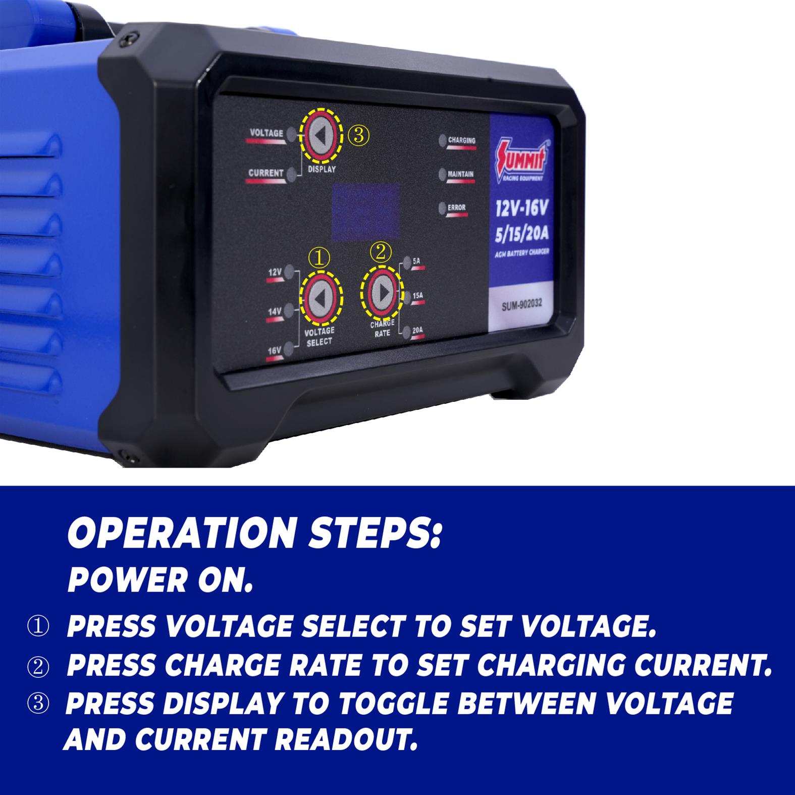 Summit Racing SUM-902032 Summit Racing™ 12V-16V AGM Battery Chargers - Zander Auto Parts
