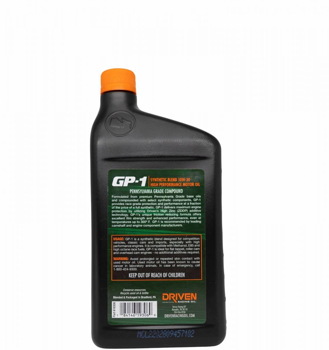 Driven Racing Oil 19306 Driven Racing Oil GP-1 Synthetic Blend High Performance Motor Oil - Zander Auto Parts