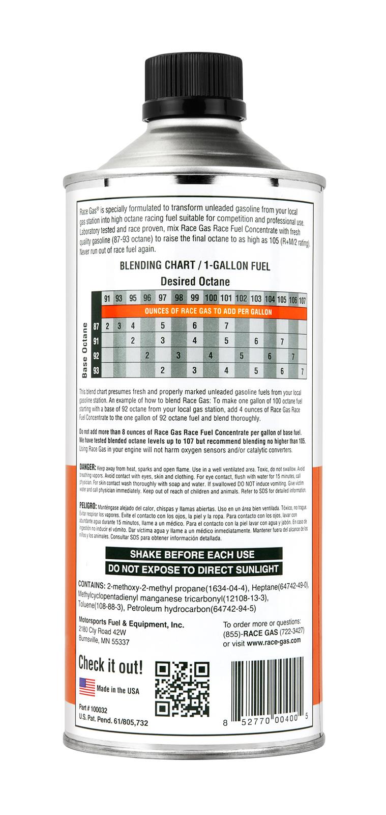 Race Gas 100032 Race Gas Race Fuel Concentrate - Zander Auto Parts