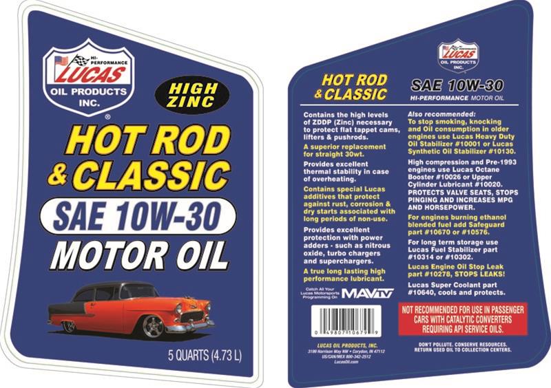 Lucas Oil 10679-1 Lucas Hot Rod and Classic Car Motor Oil - Zander Auto Parts