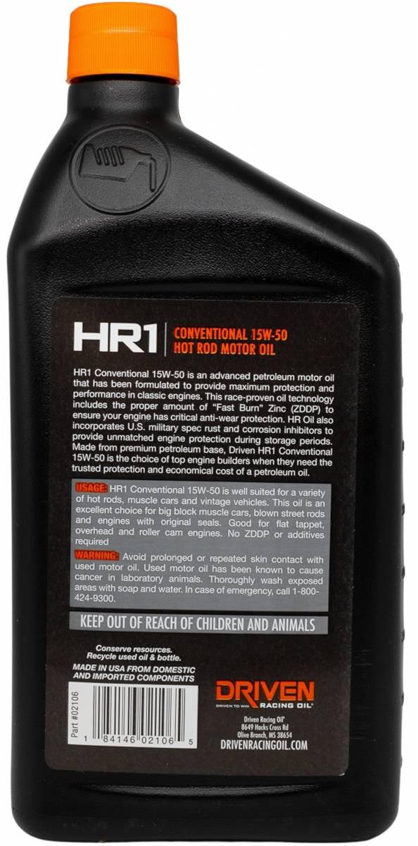 Driven Racing Oil 02106-12 Driven Racing Oil HR1 Conventional High Performance Motor Oil - Zander Auto Parts