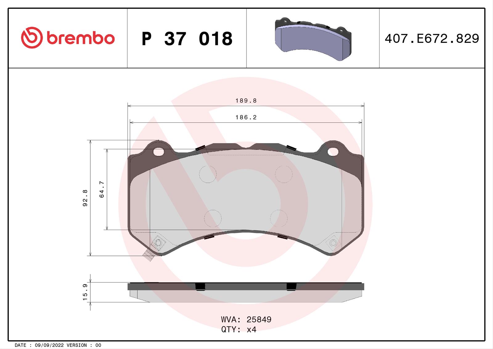 Brembo P37018 Brembo Low-Met Brake Pads - Zander Auto Parts
