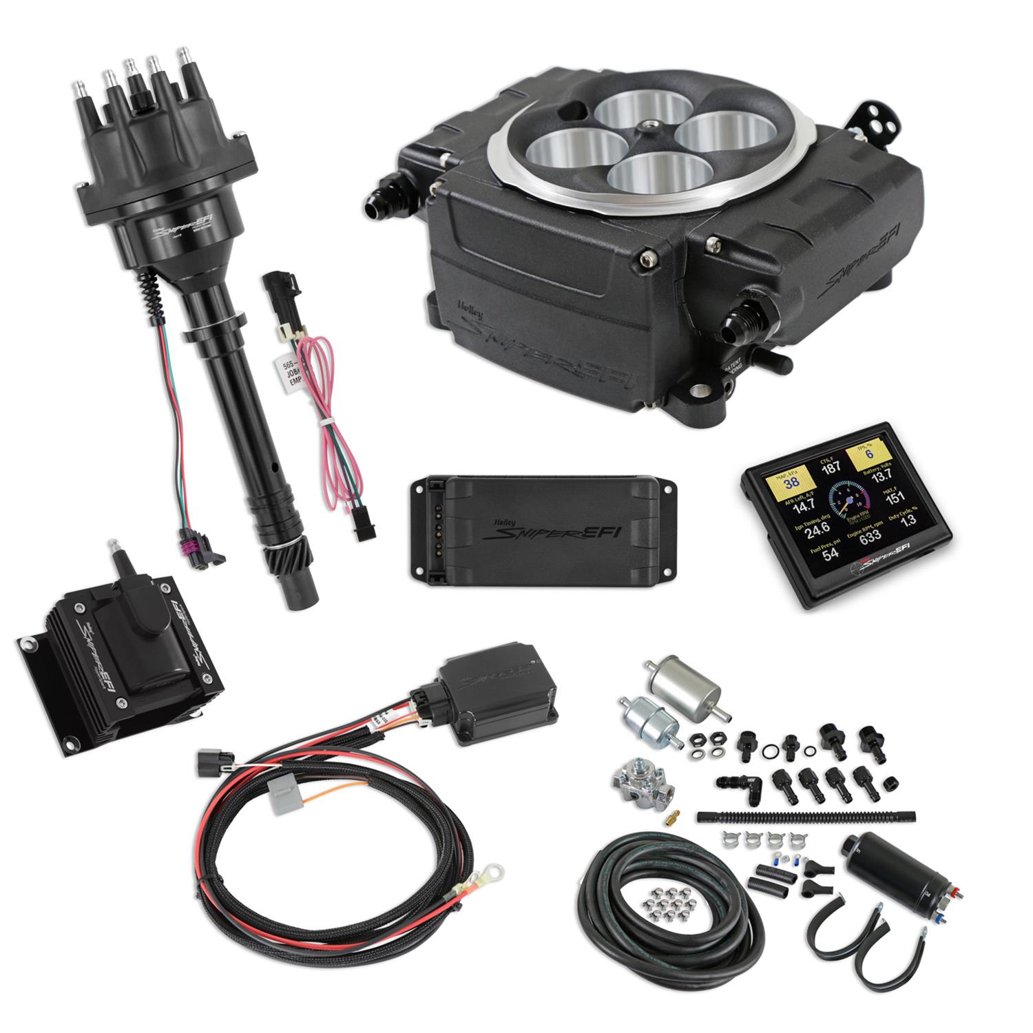 Holley Sniper 550-511-3PK-SBC Holley Sniper 2 EFI 650 HP Inline Pump Fuel Injection Systems with Power Distribution Module - Zander Auto Parts