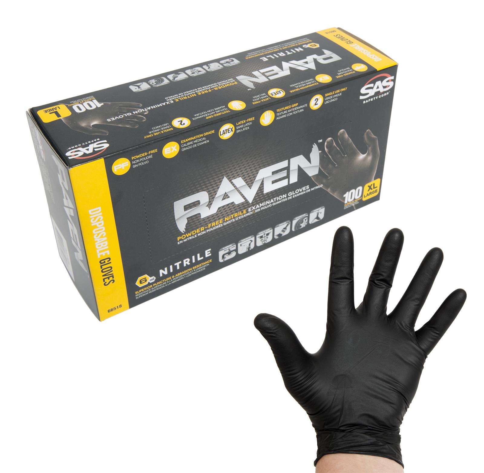 SAS Safety Corp SAS-66519 SAS Safety Corp. Raven Nitrile Disposable Gloves - Zander Auto Parts