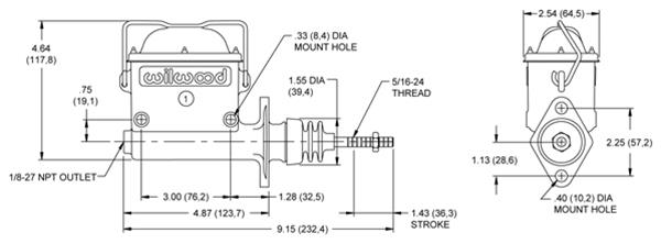 Wilwood Disc Brakes 260-6766 Wilwood High-Volume Master Cylinders - Zander Auto Parts
