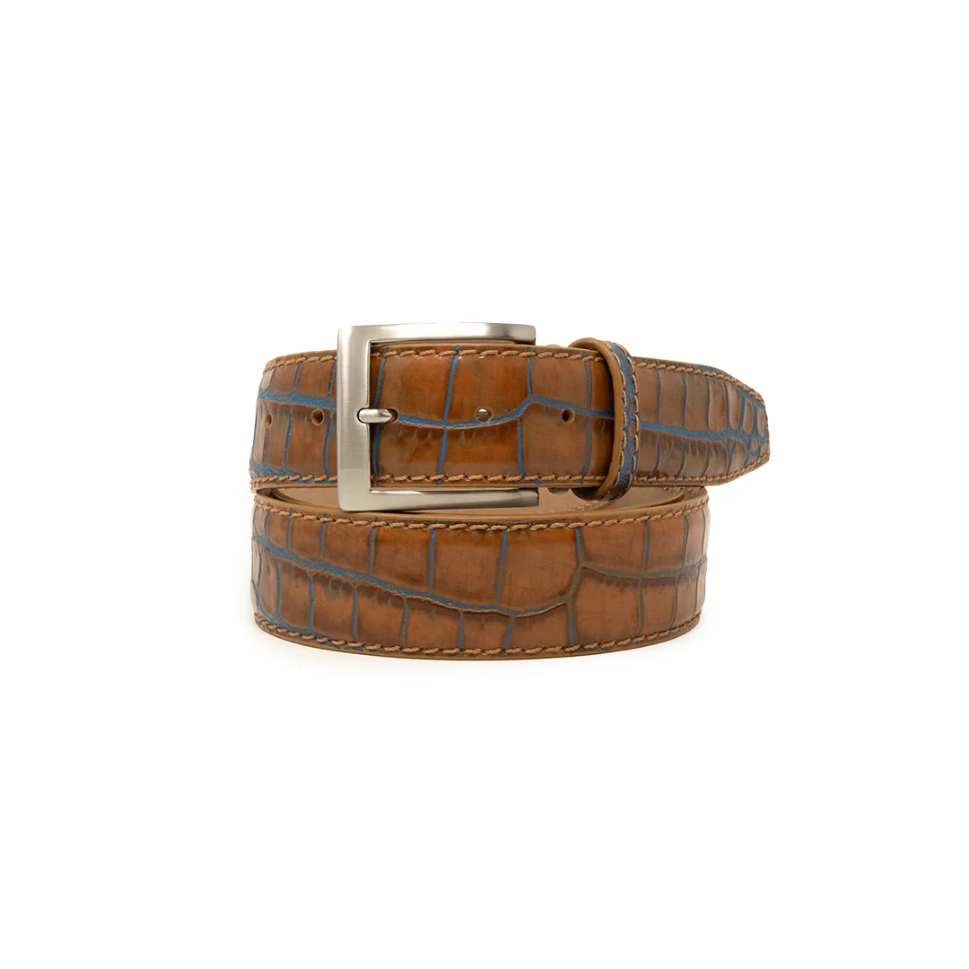 Two-Toned Mock Croc Belt - Tan Marine - 40mm - Up to 55