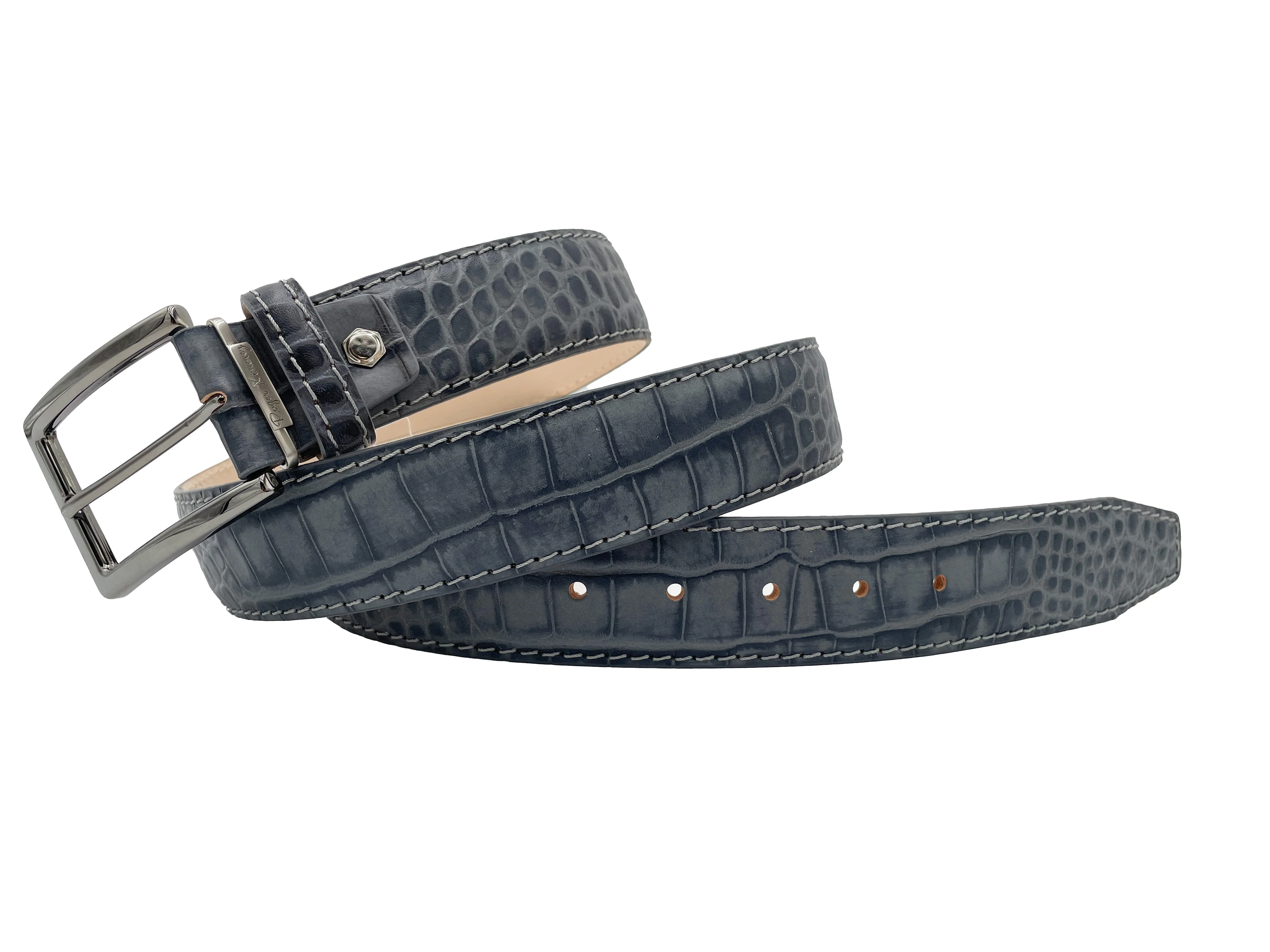 Mock Crocodile Belt - Gray